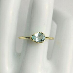Pearl cut Sky Blue Topaz Ring 14k Gold on Sterling...